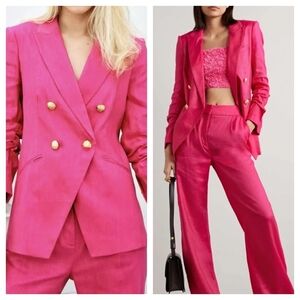 Veronica Beard Hirsh Pink Linen Dickey Jacket Blazer Size 00